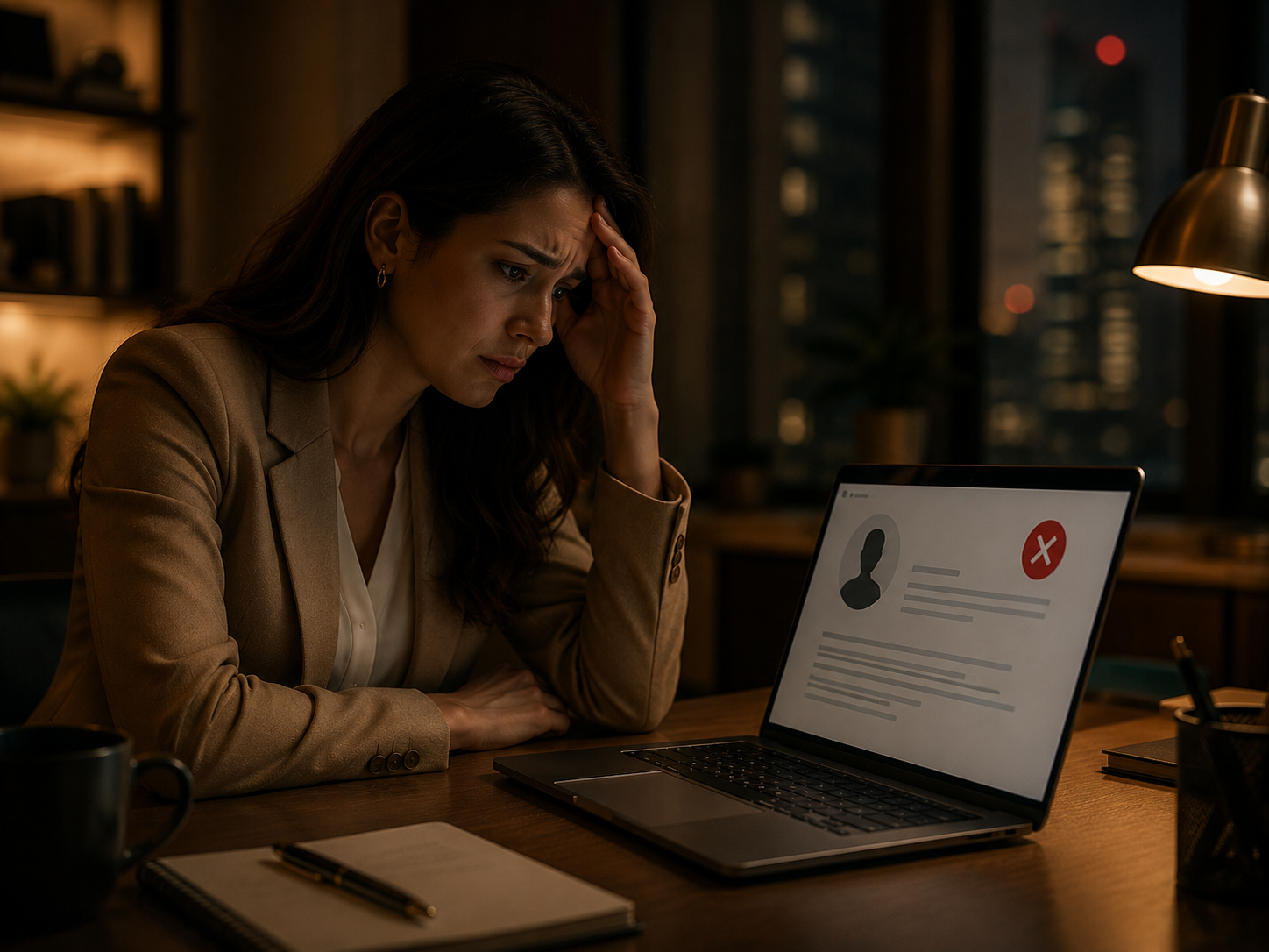 Professional reviewing CV and career profile